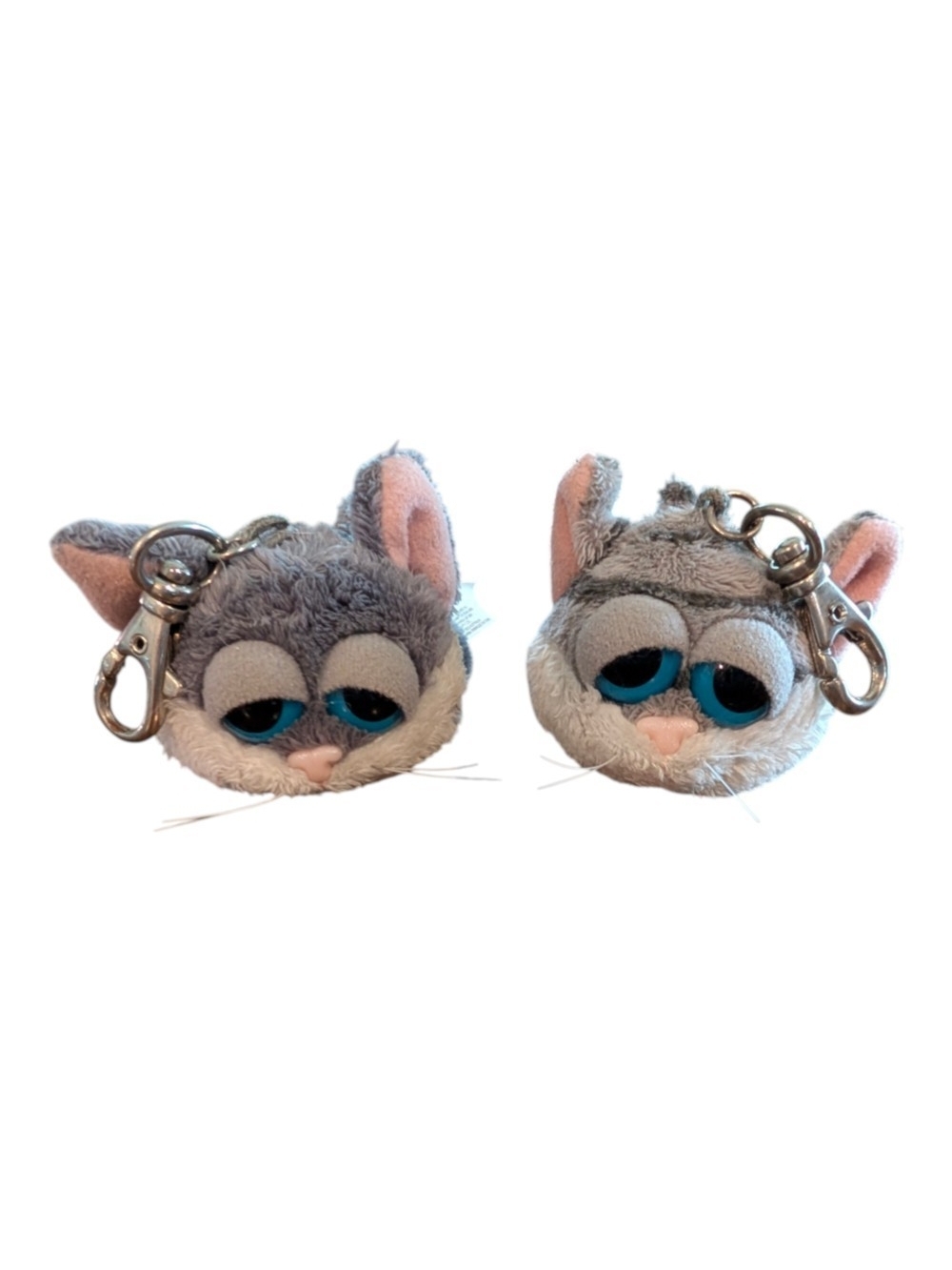 Plush Gray Cat Keychain Set